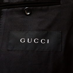 Gucci Black Felt Wool Double Breasted Coat S