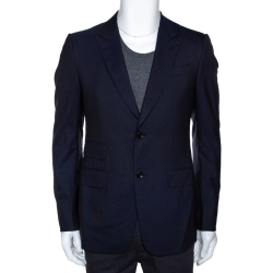 Gucci Midnight Blue Wool Double Button Tailored Blazer S