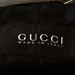 Pre Owned Gucci Brown Metallic Print Leather Detachable Sleeve Biker Jacket S