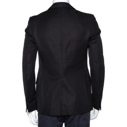Gucci Black Cotton Lino Blend Two Buttoned Jacket M