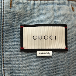 Pre Owned Gucci Light Blue Embroidered Denim Jacket L