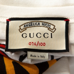 Pre Owned Gucci X Angela Hicks Limited Edition White Cotton 'Keepin It Real' T Shirt L