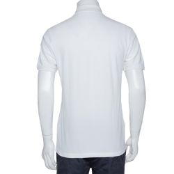 Pre Owned تي شيرت بولو غوتشي قصة مكسمة قطن مطرز حصان أبيض M