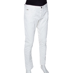 Pre Owned Gucci White Cotton Corduroy Tapered Trousers M