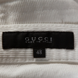 Pre Owned Gucci White Cotton Corduroy Tapered Trousers M