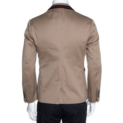 Gucci Beige Cotton Crochet Trim Three Buttoned Jacket M