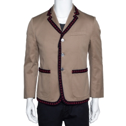 Gucci Beige Cotton Crochet Trim Three Buttoned Jacket M