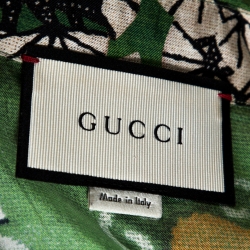 Gucci Green Bengal Tiger Print Silk Bowling Shirt XS