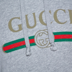 Gucci Grey Cotton Jersey Dragon Embroidered Logo Sweatshirt M