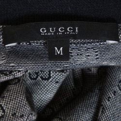 Pre Owned Gucci Grey Cotton Guccissima Print Polo T-shirt M