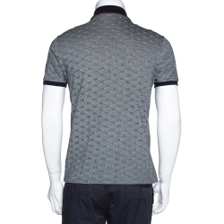 Pre Owned Gucci Grey Cotton Guccissima Print Polo T-shirt M