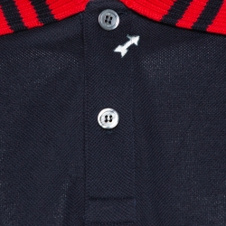 Gucci Navy Blue Multi Symbol Embroidered Cotton Polo T-Shirt XXL