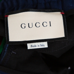 Gucci Blue Wool Mohair Web Striped Cropped Pants S