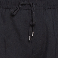 Pre Owned Gucci Black Wool Web Striped Cropped Trousers S