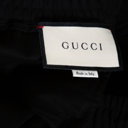Pre Owned Gucci Black Wool Web Striped Cropped Trousers S