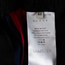 Pre Owned Gucci Black Wool Web Striped Cropped Trousers S