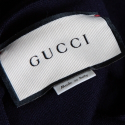 Gucci Navy Blue Wool GG Detail Button Front Cardigan XL