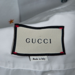 Gucci White Cotton Oxford Symbols Fil Coupé Slim Fit Shirt XL