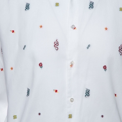 Gucci White Cotton Oxford Symbols Fil Coupé Slim Fit Shirt XL