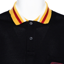Gucci Black Cotton Piqué Striped Detail Polo T-Shirt 3XL