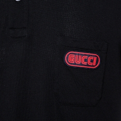 Gucci Black Cotton Piqué Striped Detail Polo T-Shirt 3XL