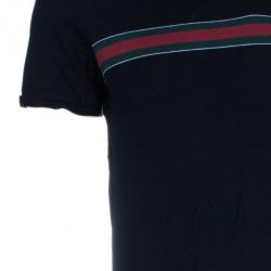 Pre Owned تي شيرت رجالي غوتشي رقبة V مزين بخطوط أسود XL