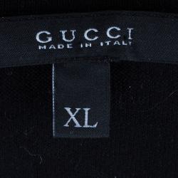 Pre Owned تي شيرت رجالي غوتشي رقبة V مزي ن بخطوط أسود XL