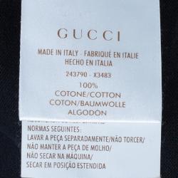 Pre Owned تي شيرت رجالي غوتشي رقبة V مزين بخطوط أسود XL