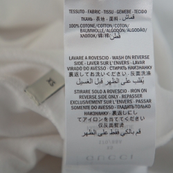 Gucci White Washed Cotton Logo Printed Oversized Crewneck T-Shirt XS