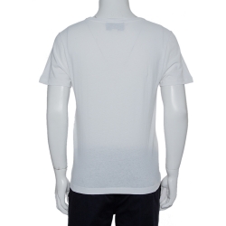 Gucci White Washed Cotton Logo Printed Oversized Crewneck T-Shirt XS