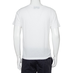 Gucci White Logo Printed Cotton Oversized Washed Crewneck T-Shirt XS