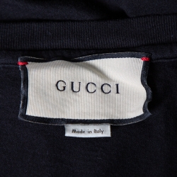 Gucci Black Cotton Logo Printed Crewneck T-Shirt S