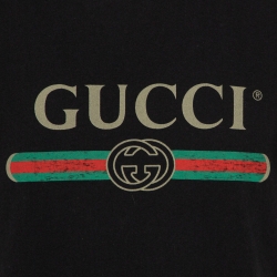 Gucci Black Cotton Logo Printed Crewneck T-Shirt S