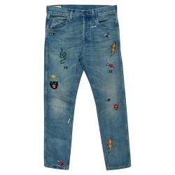 Gucci Blue GG Monogram Tapered Jeans