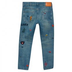 Gucci Blue Denim Symbol Embroidered Tapered Jeans S Gucci