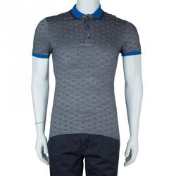Gucci Grey Contrast Collar GG Polo T-Shirt M