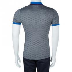 Gucci Grey Contrast Collar GG Polo T-Shirt M