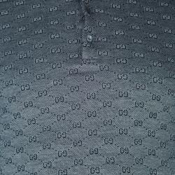 Gucci Grey Contrast Collar GG Polo T-Shirt M