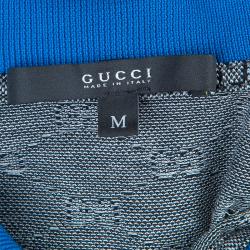 Gucci Grey Contrast Collar GG Polo T-Shirt M