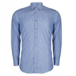 Gucci Blue Striped Long Sleeve Buttondown Cotton Shirt M