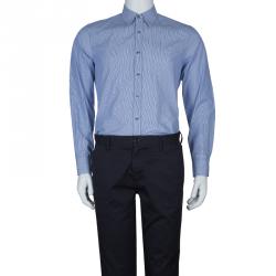 Gucci Blue Striped Long Sleeve Buttondown Cotton Shirt M