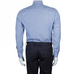 Gucci Blue Striped Long Sleeve Buttondown Cotton Shirt M