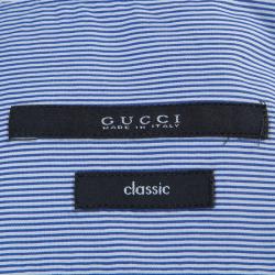 Gucci Blue Striped Long Sleeve Buttondown Cotton Shirt M