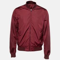 مملوكة مسبقًا Gucci Burgundy GG Jacquard Synthetic Reversible Bomber Jacket M