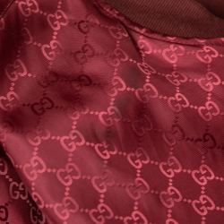 مملوكة مسبقًا Gucci Burgundy GG Jacquard Synthetic Reversible Bomber Jacket M