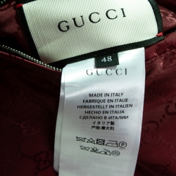 مملوكة مسبقًا Gucci Burgundy GG Jacquard Synthetic Reversible Bomber Jacket M