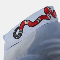 Pre Owned Gucci Blue Oxford Snake Applique Button Front Duke Shirt L