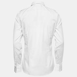 Pre Owned Gucci White Poplin Epaulette Detail Dress Shirt M