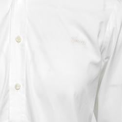 Pre Owned Gucci White Poplin Epaulette Detail Dress Shirt M