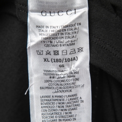 Pre Owned Gucci Black Logo Printed Washed Cotton Distressed T Shirt XL